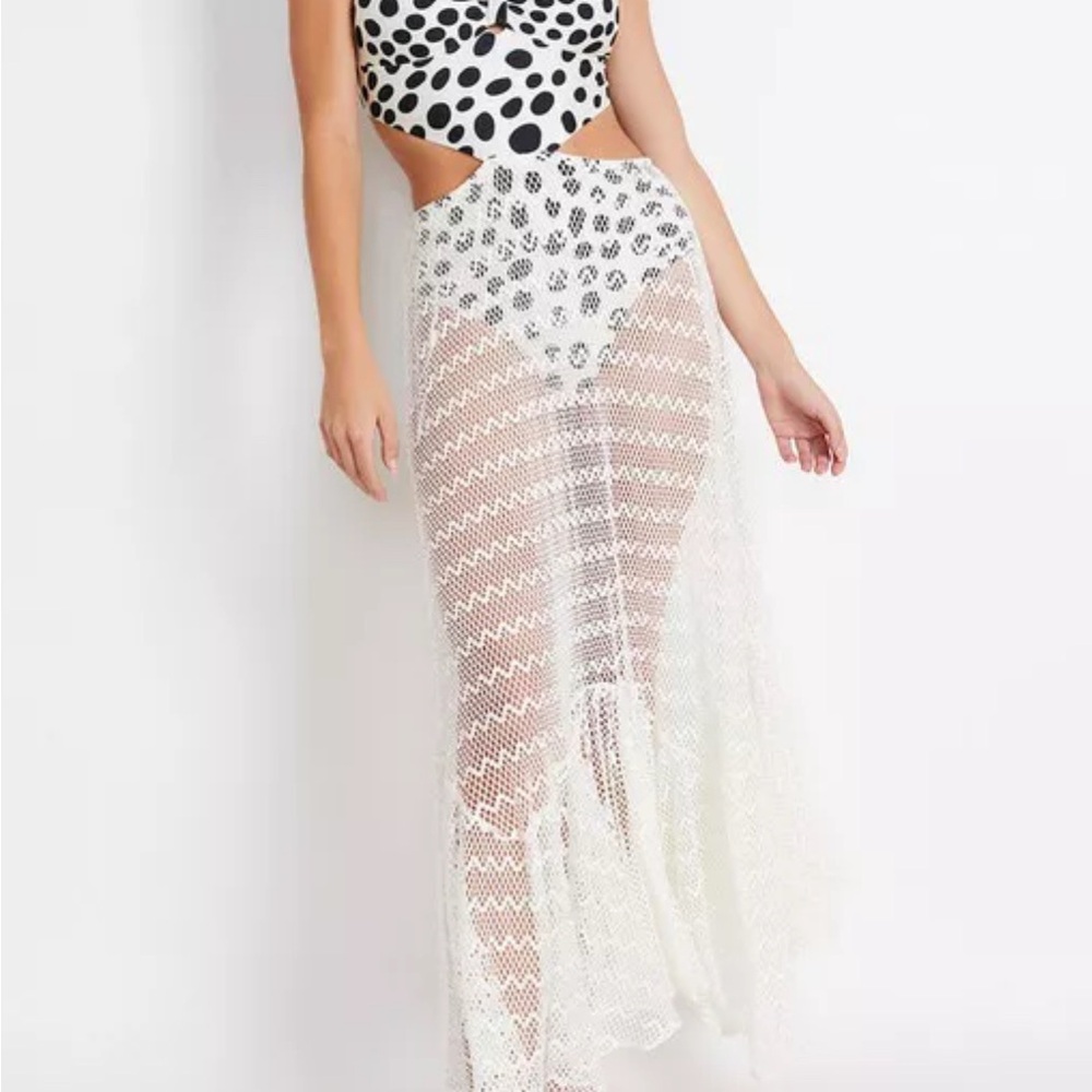PatBO Black and White Polka Dot Dress